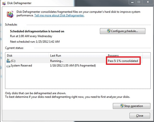 Windows 7 Disk Defragmenter